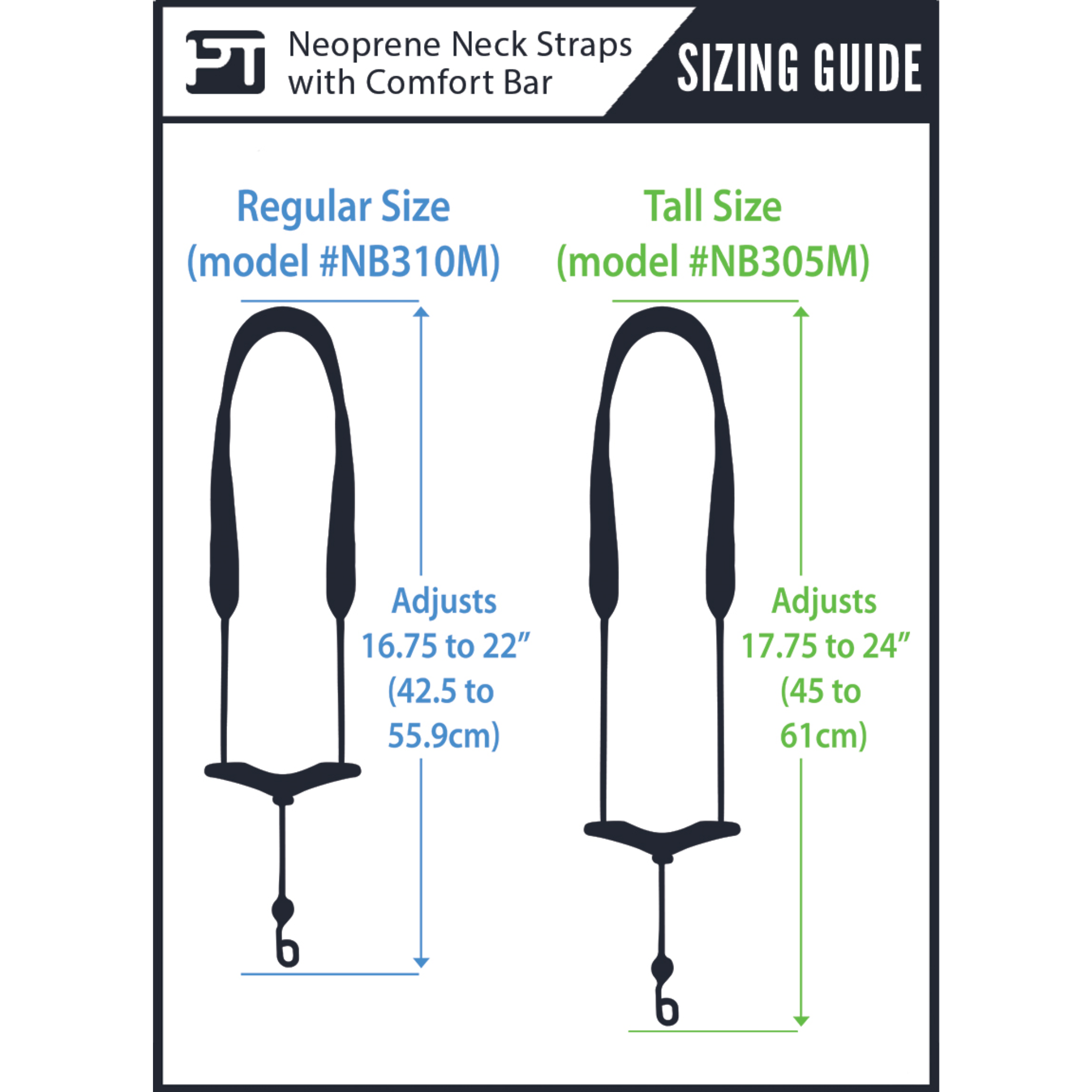 Protec Saxophone Neck Strap - Neoprene, Comfort Bar, Size 22" Regular (Black)