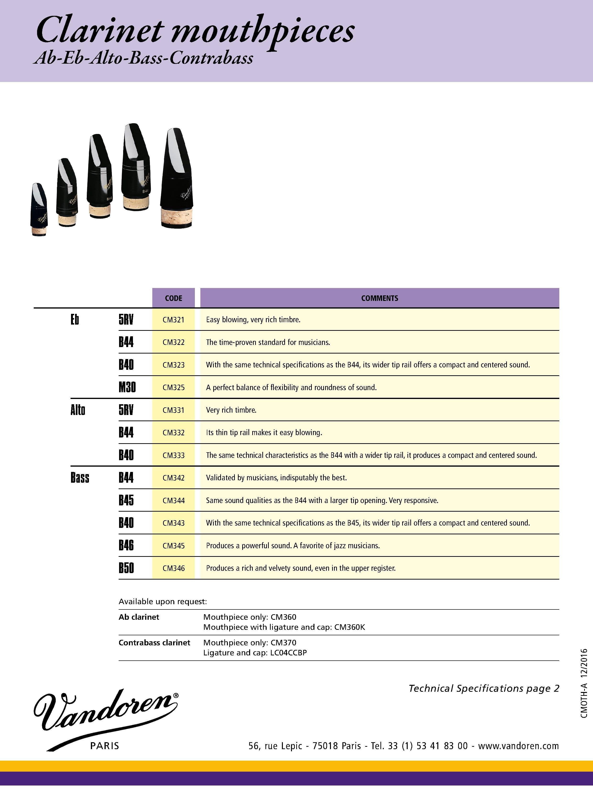 Vandoren B44 Eb Clarinet Mouthpiece