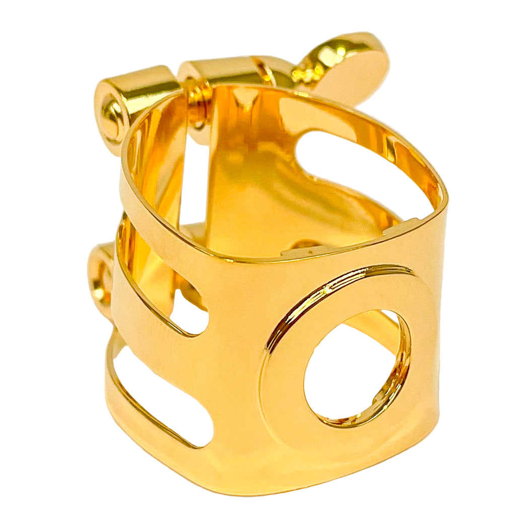 Wood Stone Ishimori Soprano Saxophone Ligature [Prototype Design] for Selmer Hard Rubber Mouthpiece, Gold Plate