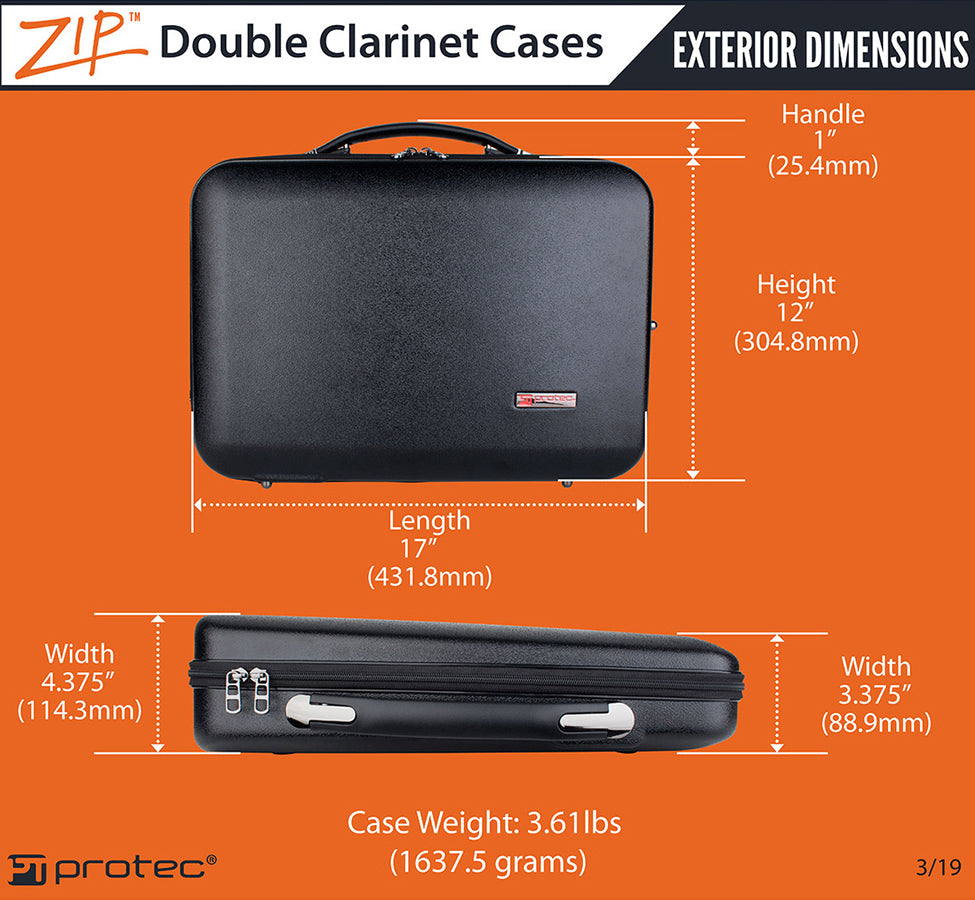 Protec Double Clarinet Case for Bb & A Clarinet, Micro Zip