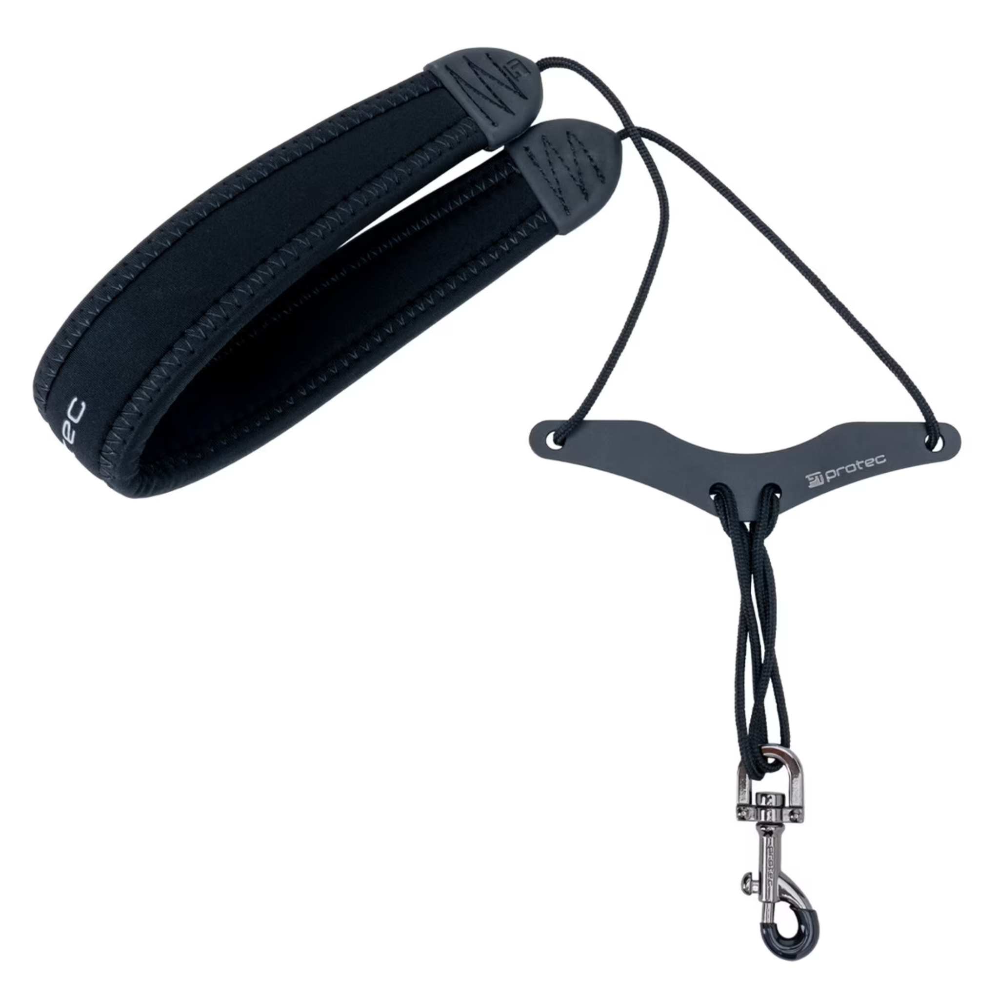 Protec Saxophone Neck Strap - Neoprene, Comfort Bar, Size 22" Regular (Black)