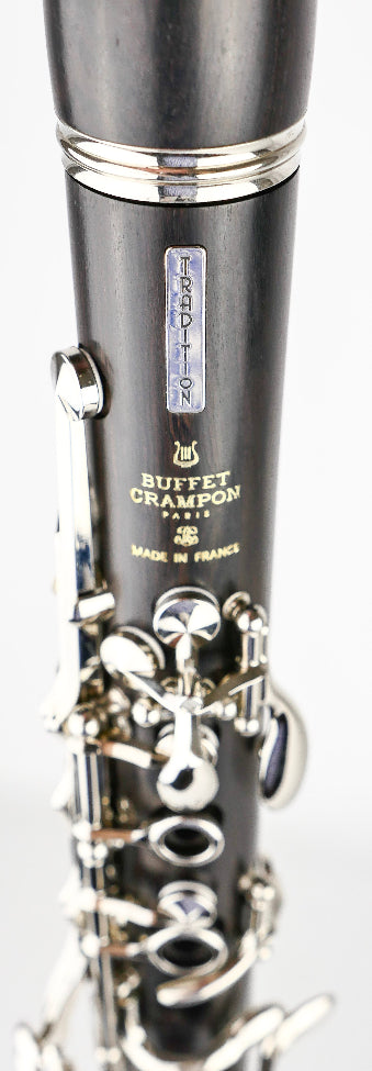 Clarinet with Buffet Crampon branding on a white background