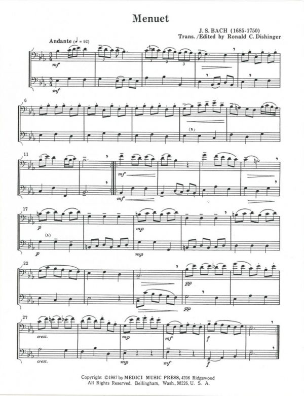 J.S. Bach - 12 Bassoon Duets, arr. Dishinger. Medici.