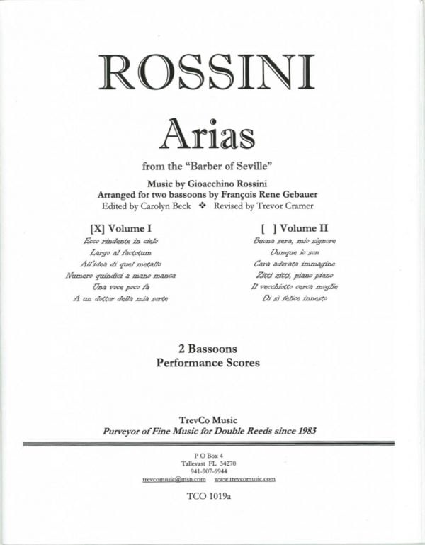 Rossini 12 Arias from the 'Barber of Seville' for two bassoons