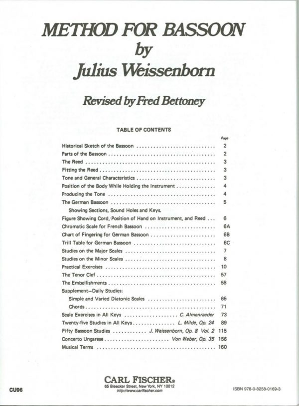 Weissenborn: Bassoon Method