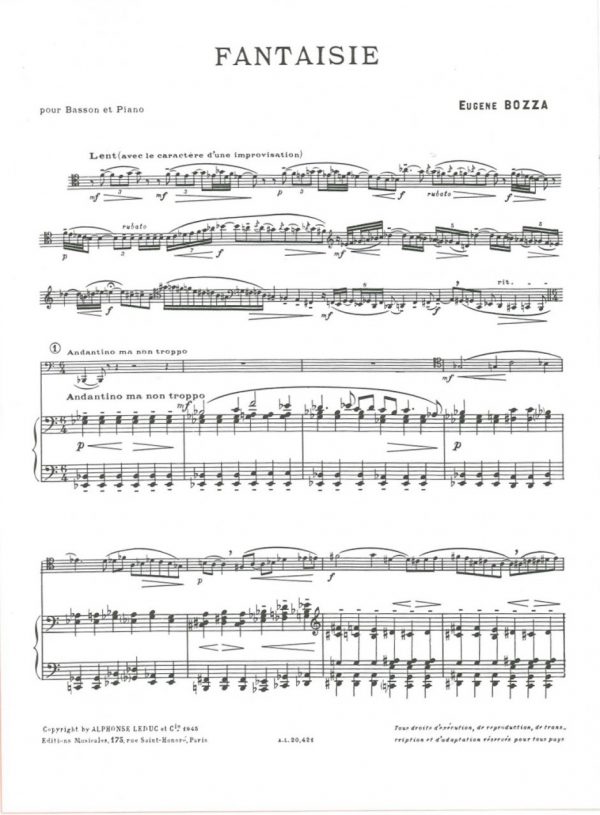 Bozza: Fantaisie for Bassoon and Piano