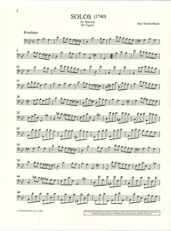 Braun: Solos (1740) for Bassoon