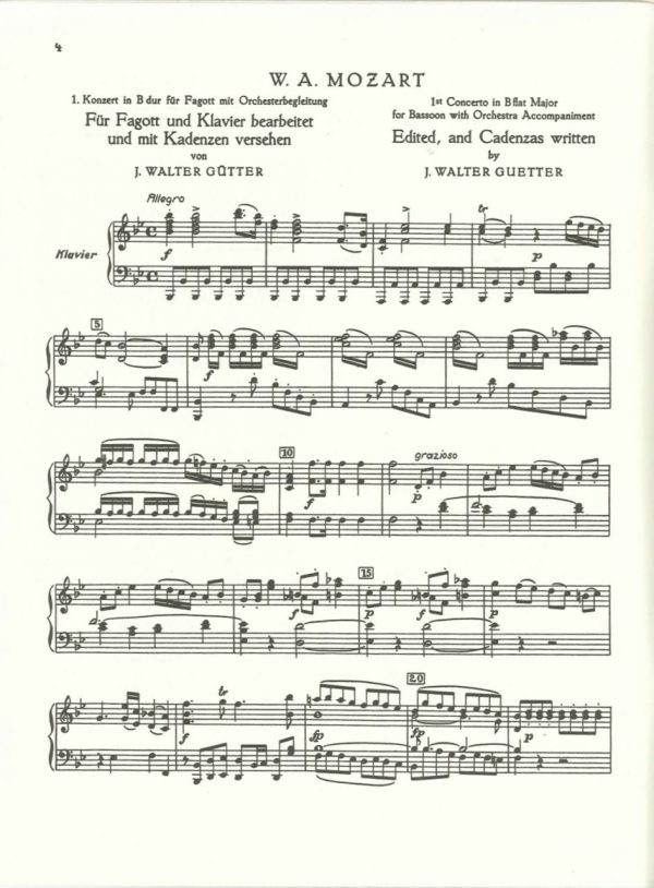 Mozart: Bassoon Concerto Bb K 191, Guetter ed.