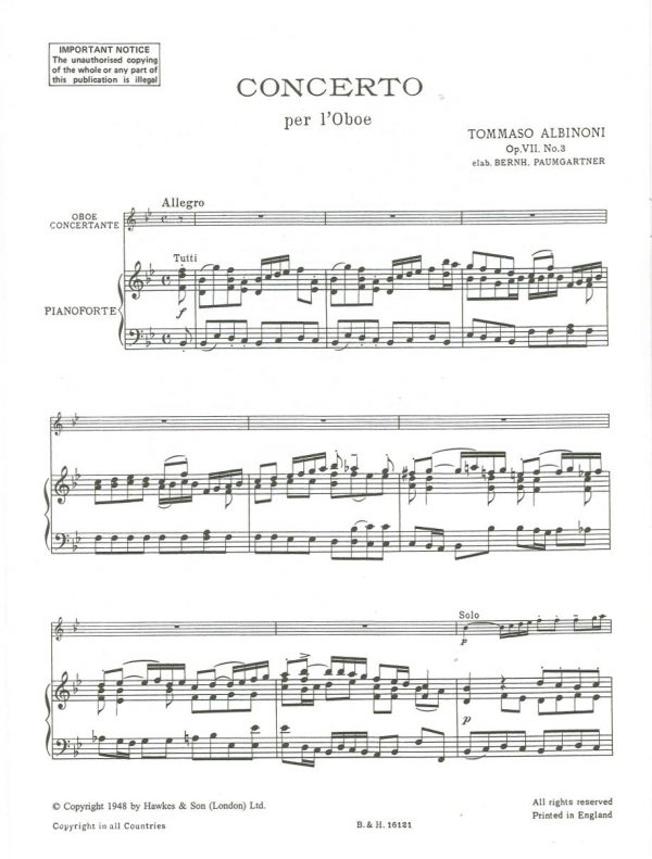 Albinoni: Concerto in Bb op 7/3