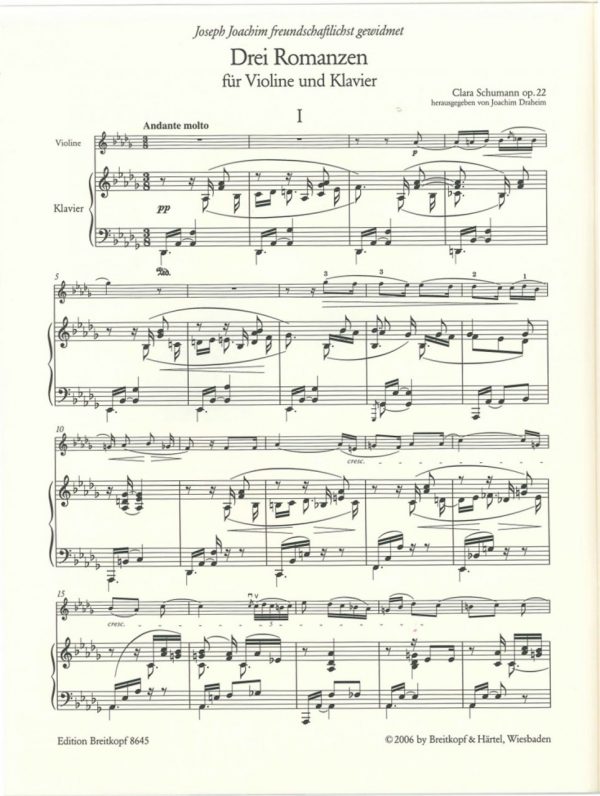 Clara Schumann: Three Romances for (Violin) Oboe & Piano, Op. 22