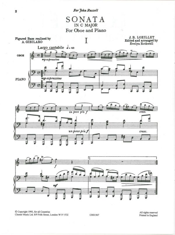 Loeillet: Oboe Sonata in C