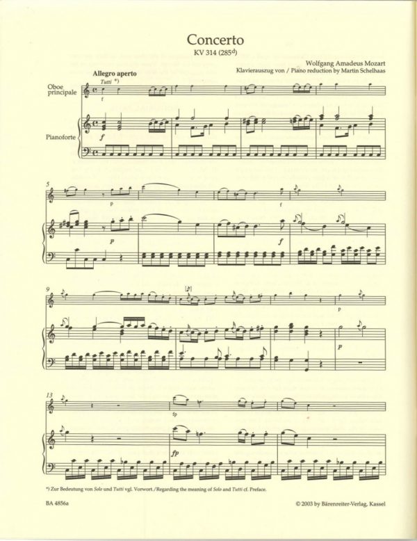 Mozart: Oboe Concerto in C K 314