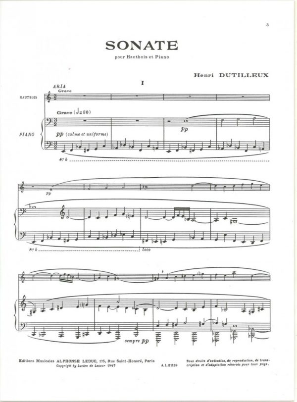 Dutilleux:  Sonata for oboe