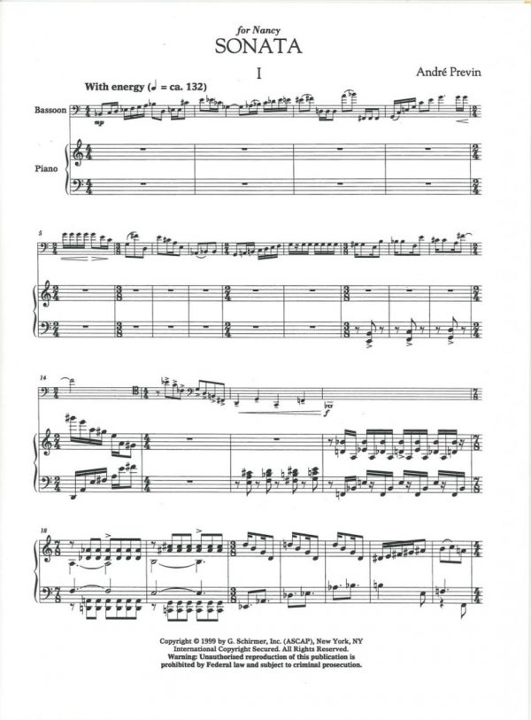 Previn:  Sonata for bassoon and piano