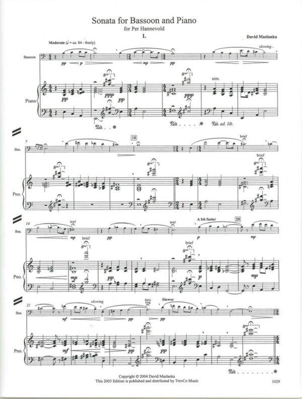 Maslanka: Sonata for Bassoon and Piano