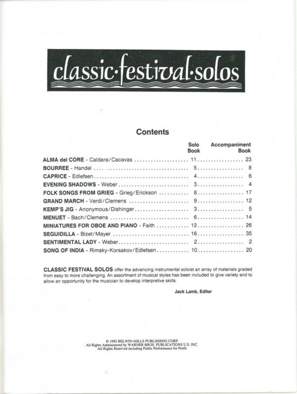 Classic Festival Solos, Vol. 1, piano part only