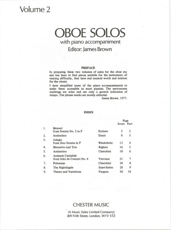 Oboe Solos, Vol. 2, James Brown