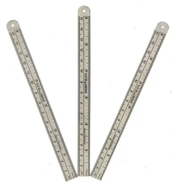 Metal reed ruler - metric and inches